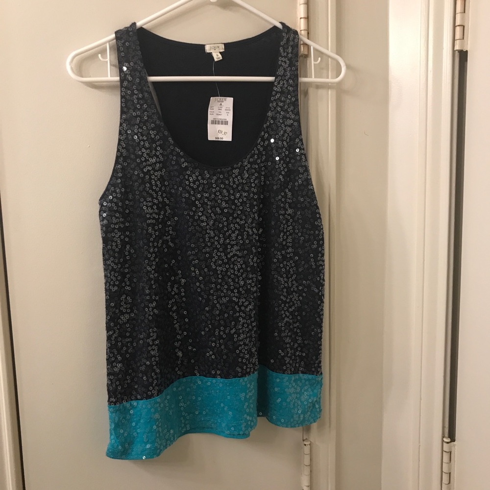 J Crew colorblock tank with sequins